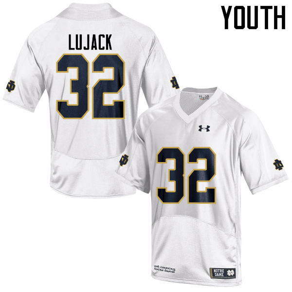 Youth #32 Johnny Lujack Notre Dame Fighting Irish College Football Jerseys-White - Click Image to Close